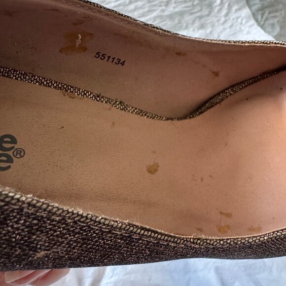 Charlotte Russe  Gold Glitter Peep Toes Platform High Heel Shoes  Size 8 - Picture 7 of 16